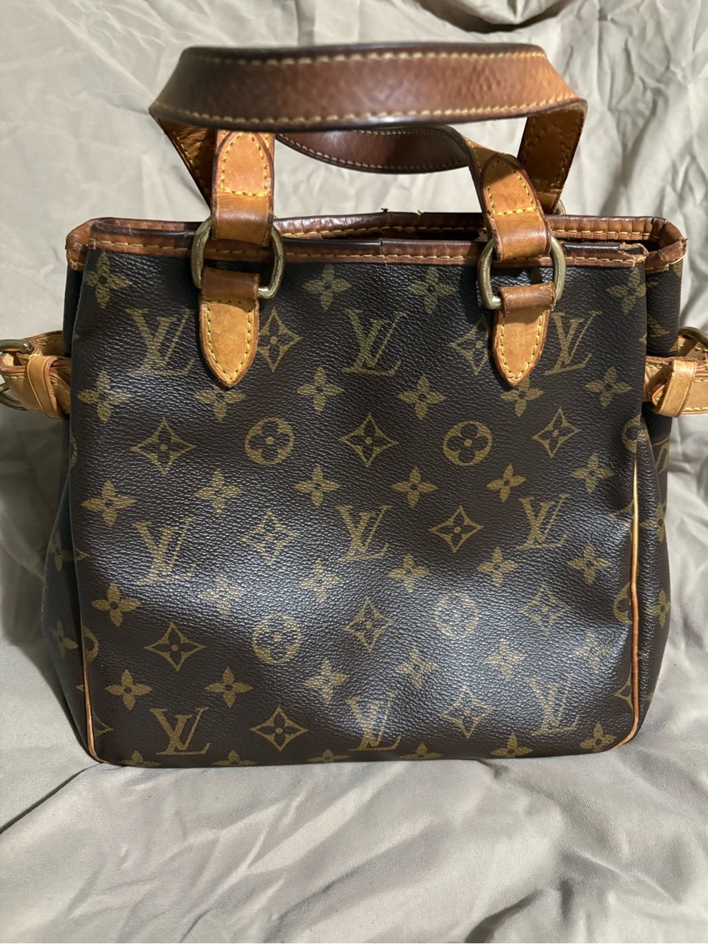 Louis Vuitton Batignolles Brown Monogram Bag with Tan Trim